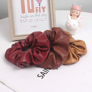 Elastic Hair Bands PU Scrunchies Hair Ties(5 Units)