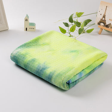 green Tie-Dye Yoga Towel